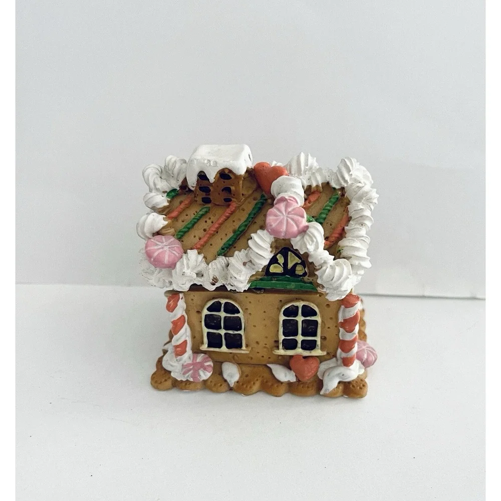 Ceramic Gingerbread House Christmas Trinket Box Candy Canes‎  READ INFO